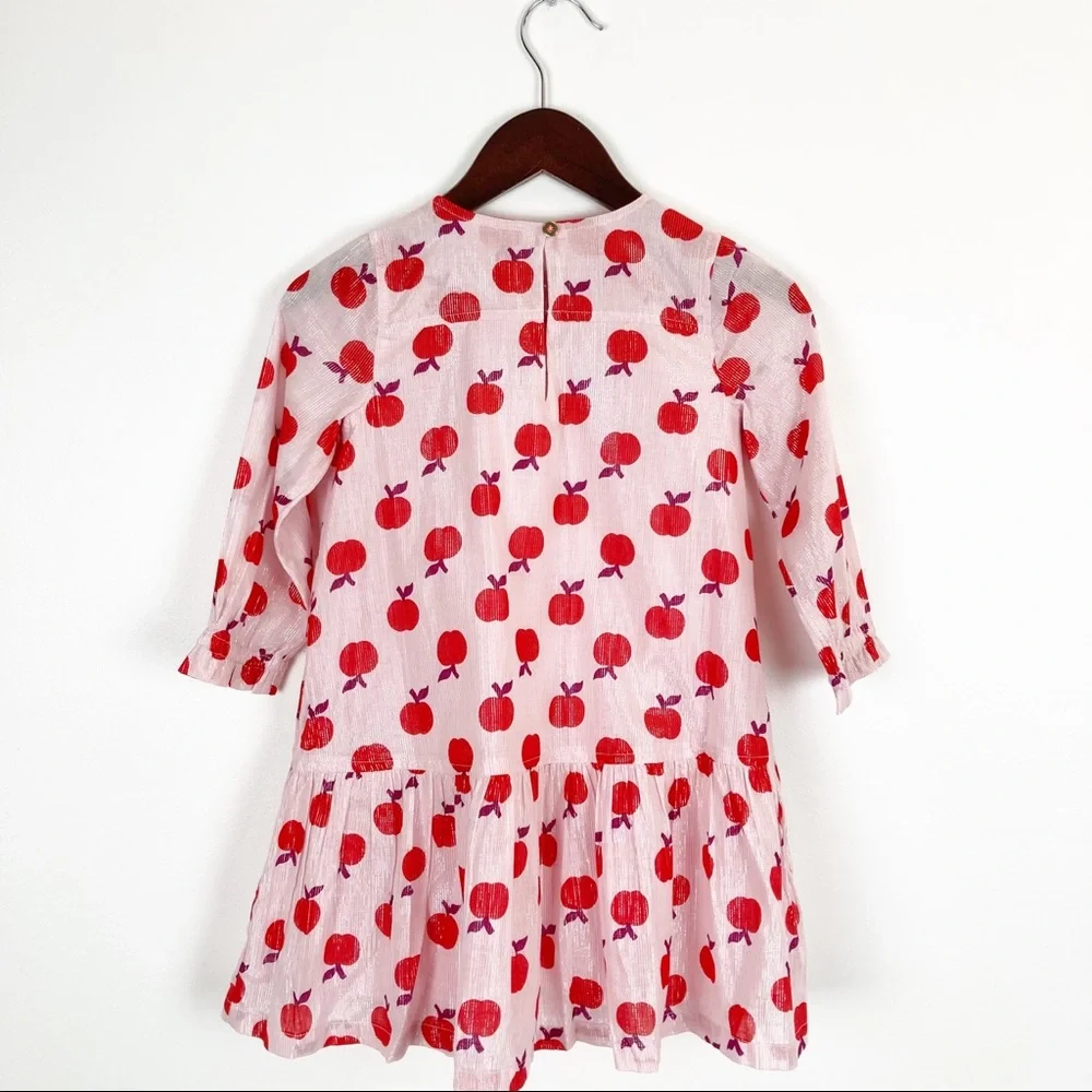 Crewcuts Apple Print Peasant Dress Size 4 NWT